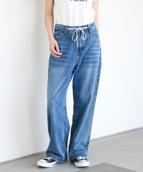 gossip！ロサンゼルス（ゴシップロサンゼルス）の「ドロストデニムワイドパンツ（デニムパンツ・レディース・ライトブルー/ブルー・S/M）」の18枚目の写真