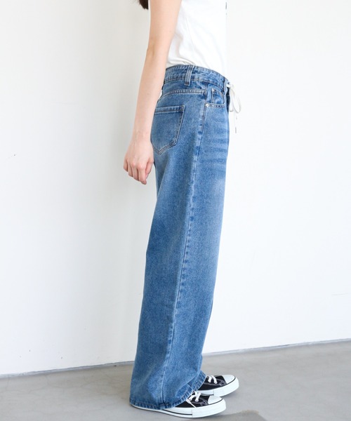 gossip！ロサンゼルス（ゴシップロサンゼルス）の「ドロストデニムワイドパンツ（デニムパンツ・レディース・ライトブルー/ブルー・S/M）」の17枚目の写真