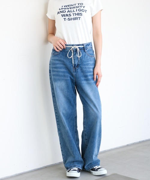 gossip！ロサンゼルス（ゴシップロサンゼルス）の「ドロストデニムワイドパンツ（デニムパンツ・レディース・ライトブルー/ブルー・S/M）」の16枚目の写真