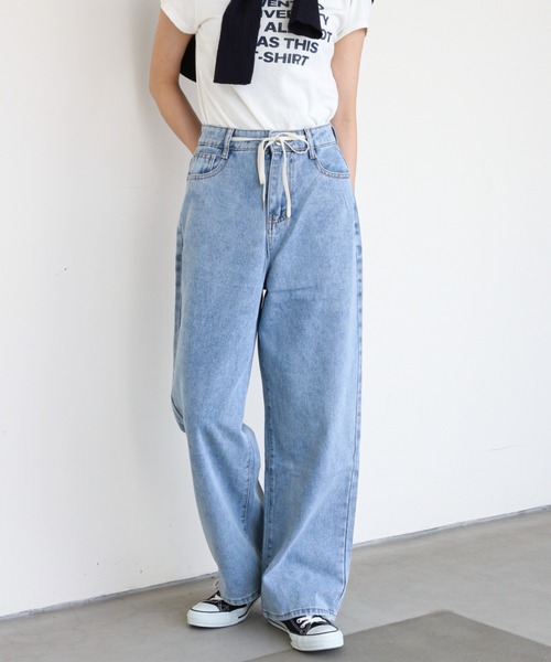 gossip！ロサンゼルス（ゴシップロサンゼルス）の「ドロストデニムワイドパンツ（デニムパンツ・レディース・ライトブルー/ブルー・S/M）」の13枚目の写真