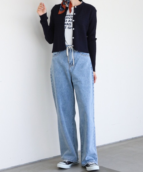 gossip！ロサンゼルス（ゴシップロサンゼルス）の「ドロストデニムワイドパンツ（デニムパンツ・レディース・ライトブルー/ブルー・S/M）」の15枚目の写真