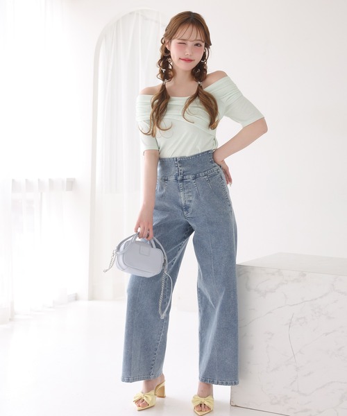 one after another NICE CLAUP(ワンアフターアナザーナイスクラップ)の「クロストップス(Tシャツ/カットソー・レディース・ミント/ネイビー/オフホワイト/グレー・FREE)」の16枚目の写真