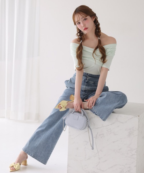 one after another NICE CLAUP(ワンアフターアナザーナイスクラップ)の「クロストップス(Tシャツ/カットソー・レディース・ミント/ネイビー/オフホワイト/グレー・FREE)」の18枚目の写真