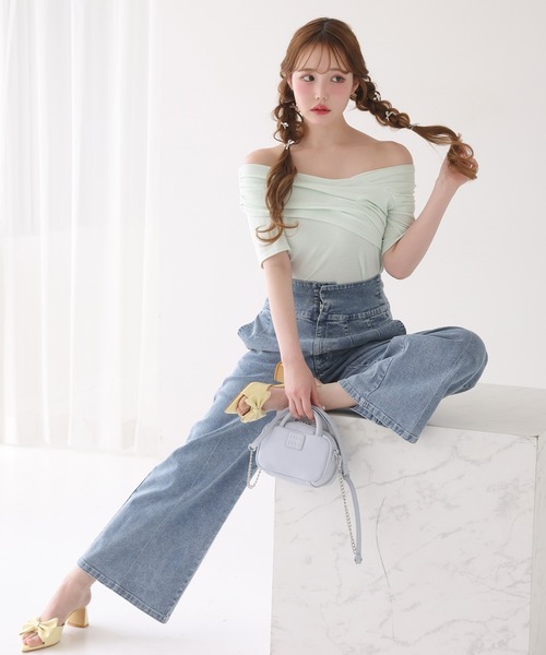 one after another NICE CLAUP(ワンアフターアナザーナイスクラップ)の「クロストップス(Tシャツ/カットソー・レディース・ミント/ネイビー/オフホワイト/グレー・FREE)」の19枚目の写真