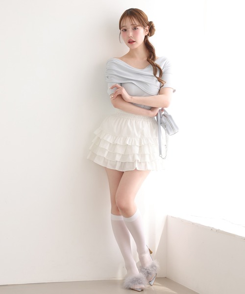 one after another NICE CLAUP(ワンアフターアナザーナイスクラップ)の「クロストップス(Tシャツ/カットソー・レディース・ミント/ネイビー/オフホワイト/グレー・FREE)」の21枚目の写真