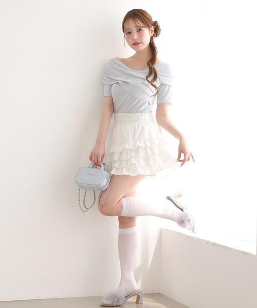 one after another NICE CLAUP(ワンアフターアナザーナイスクラップ)の「クロストップス(Tシャツ/カットソー・レディース・ミント/ネイビー/オフホワイト/グレー・FREE)」の22枚目の写真