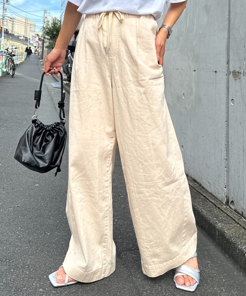 新品◆ チャオパニックTYPY パンツ　◆ L ベージュ　イージーパンツ 低身長・高身長対応/サイズ展開あり】スタイルアップ柔らか