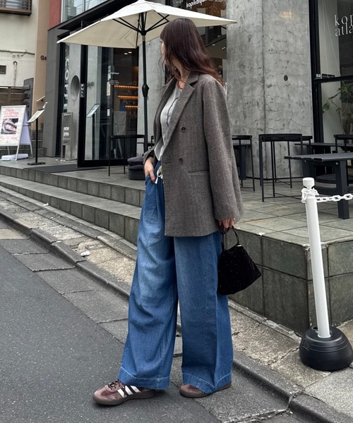 CIAOPANIC TYPY(チャオパニックティピー)の「【低身長・高身長対応/サイズ展開あり】スタイルアップ柔らかワイドイージーパンツ/デニム/スラックス(デニムパンツ・レディース・サックスブルー/ブルー/ブラック/ホワイト/ネイビー/ブラック系その他/グレー/ベージュ/ブラウン・SMALL/MEDIUM/LARGE/X-SMALL/X-LARGE)」の16枚目の写真