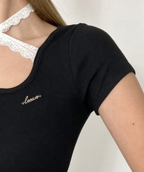 non-hedge(ノンヘッジ)の「シルバーロゴレース切替ヘンリーTシャツ(Tシャツ/カットソー・レディース・ブラック/グレー/オフホワイト・FREE)」の17枚目の写真