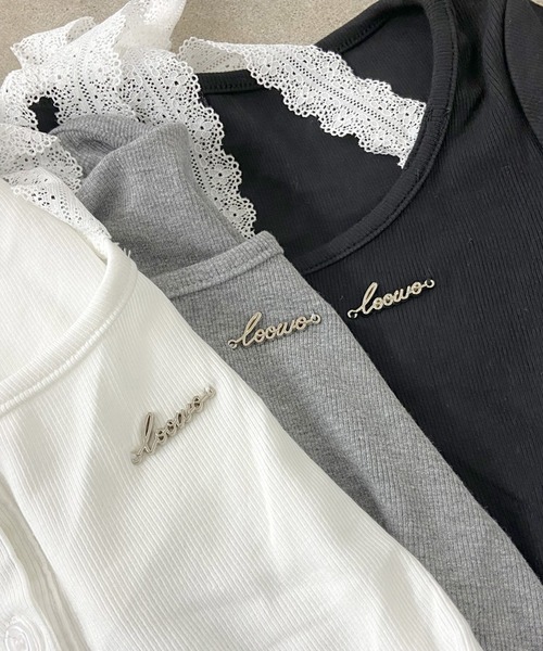 non-hedge(ノンヘッジ)の「シルバーロゴレース切替ヘンリーTシャツ(Tシャツ/カットソー・レディース・ブラック/グレー/オフホワイト・FREE)」の5枚目の写真