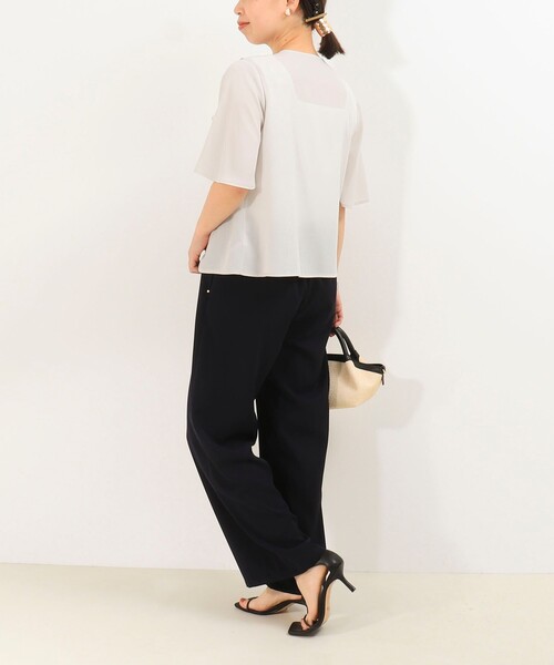 MICO COULIER（ミコクリエ）の「ジョーゼットフリルブラウス（シャツ/ブラウス・レディース・ホワイト系その他5/ネイビー/ライトグレー・38）」の7枚目の写真