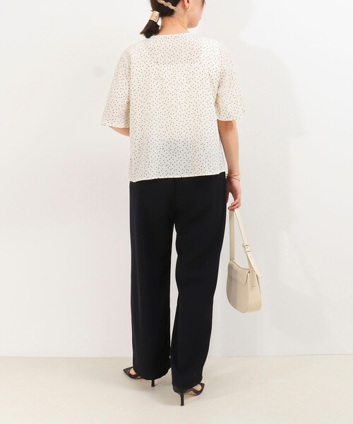 MICO COULIER（ミコクリエ）の「ジョーゼットフリルブラウス（シャツ/ブラウス・レディース・ホワイト系その他5/ネイビー/ライトグレー・38）」の10枚目の写真