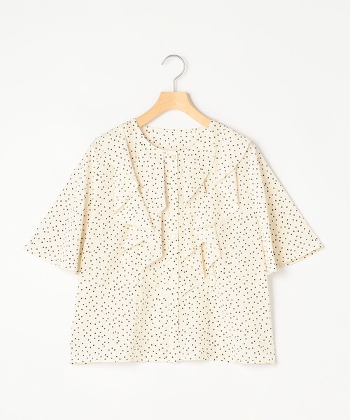 MICO COULIER（ミコクリエ）の「ジョーゼットフリルブラウス（シャツ/ブラウス・レディース・ホワイト系その他5/ネイビー/ライトグレー・38）」の14枚目の写真