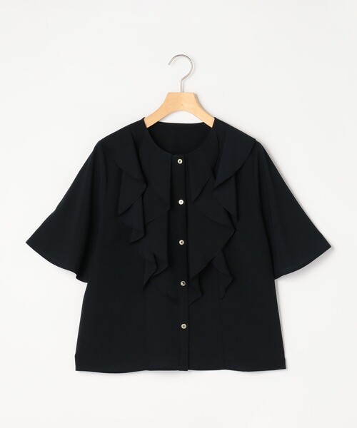 MICO COULIER（ミコクリエ）の「ジョーゼットフリルブラウス（シャツ/ブラウス・レディース・ホワイト系その他5/ネイビー/ライトグレー・38）」の17枚目の写真