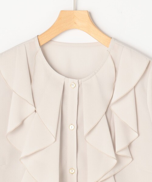 MICO COULIER（ミコクリエ）の「ジョーゼットフリルブラウス（シャツ/ブラウス・レディース・ホワイト系その他5/ネイビー/ライトグレー・38）」の22枚目の写真