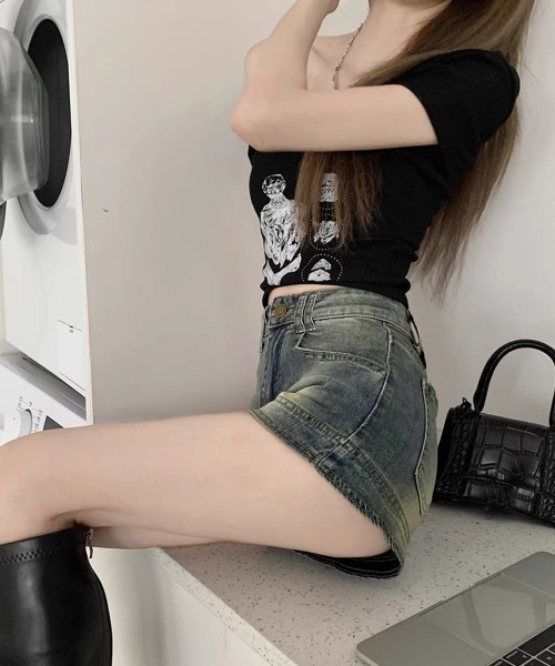 Miniministore(ミニミニストア)の「ウォッシュデニムショートパンツレディース(デニムパンツ・レディース・インディゴブルー・XL/L/M)」の21枚目の写真