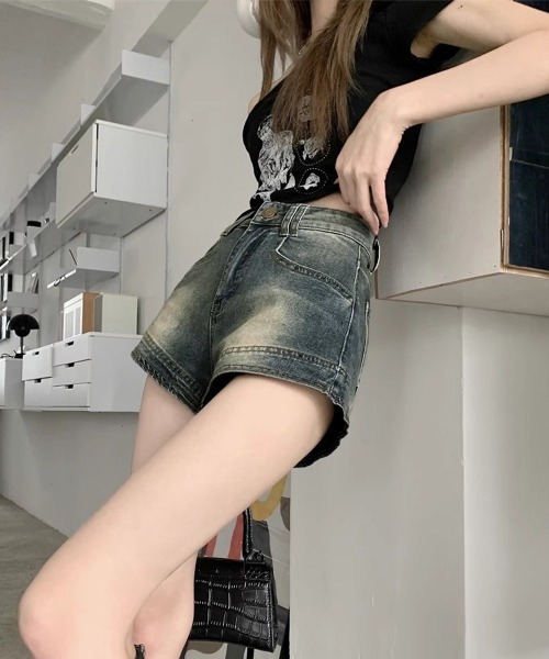 Miniministore(ミニミニストア)の「ウォッシュデニムショートパンツレディース(デニムパンツ・レディース・インディゴブルー・XL/L/M)」の20枚目の写真