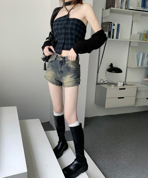 Miniministore(ミニミニストア)の「ウォッシュデニムショートパンツレディース(デニムパンツ・レディース・インディゴブルー・XL/L/M)」の14枚目の写真