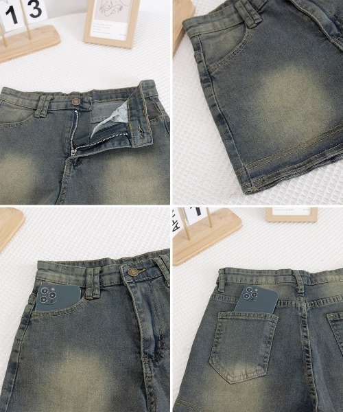 Miniministore(ミニミニストア)の「ウォッシュデニムショートパンツレディース(デニムパンツ・レディース・インディゴブルー・XL/L/M)」の2枚目の写真