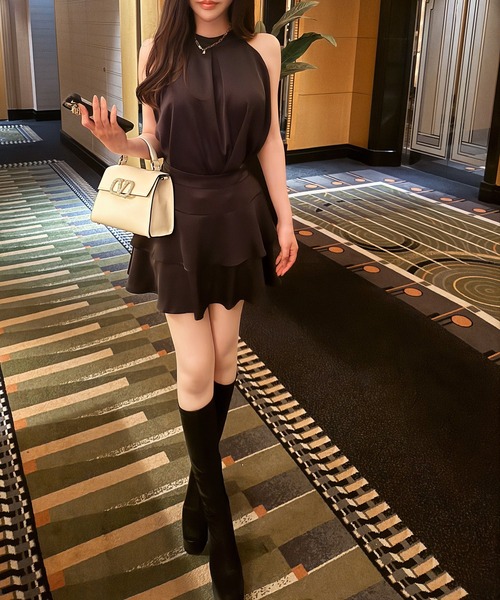 【パーティー】セットアップ ティアード　 フリル　デザイン　美魔女　M pairmanon セットアップ 「リンクコーデ」ティアードフリル