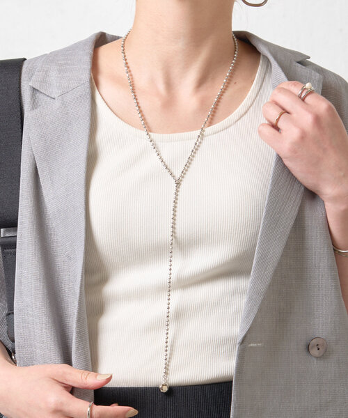 Jena espace merveilleux（ジェナ　エスパスメルヴェイユ）の「スライドボールチェーンネックレス（リング・レディース・シルバー/ゴールド・FREE）」の2枚目の写真