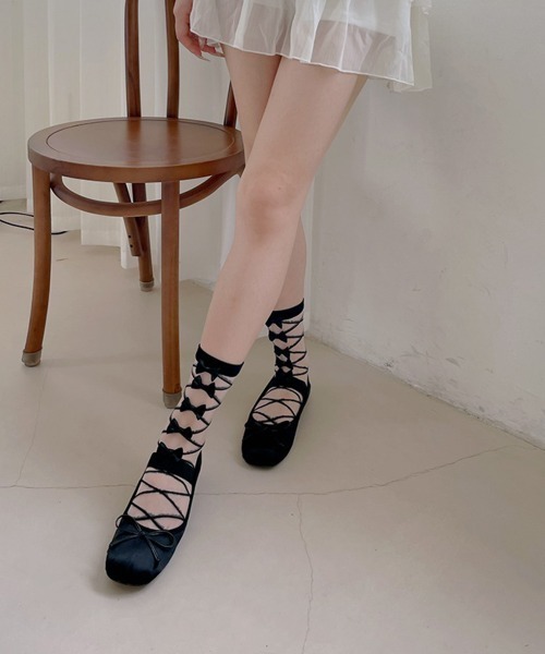 VIVID LADY（ビビッドレディー）の「リボン シアーソックス（ソックス/靴下・レディース・ブラック/ホワイト・FREE）」の6枚目の写真