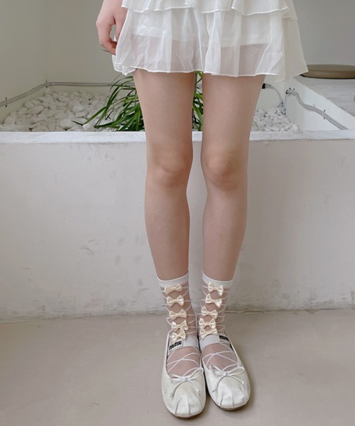 VIVID LADY（ビビッドレディー）の「リボン シアーソックス（ソックス/靴下・レディース・ブラック/ホワイト・FREE）」の13枚目の写真