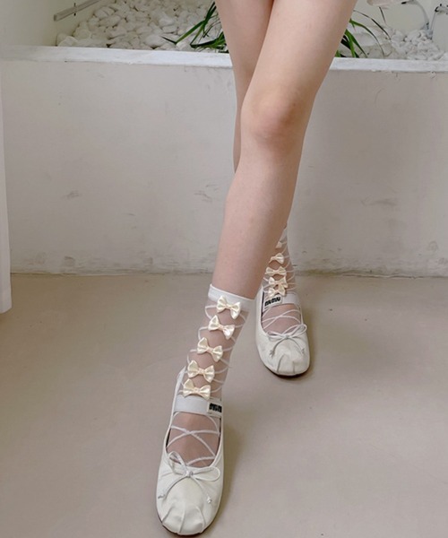 VIVID LADY（ビビッドレディー）の「リボン シアーソックス（ソックス/靴下・レディース・ブラック/ホワイト・FREE）」の14枚目の写真