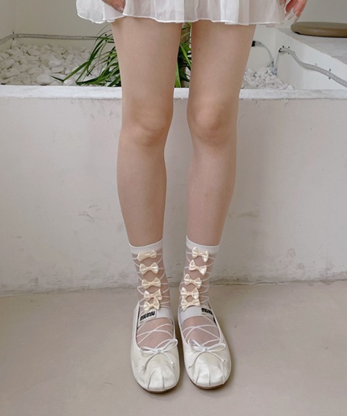 VIVID LADY（ビビッドレディー）の「リボン シアーソックス（ソックス/靴下・レディース・ブラック/ホワイト・FREE）」の15枚目の写真