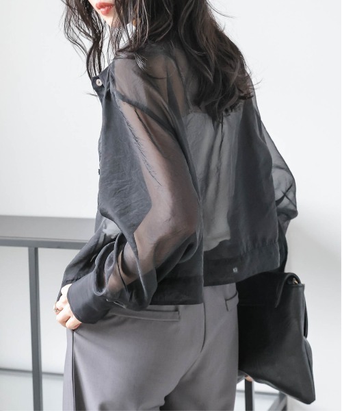 フミカウチダ ショート丈 シアーシャツ 2024SS ホワイト 38 フミカウチダ ショート丈 シアーシャツ 2024SS ホワイト 38