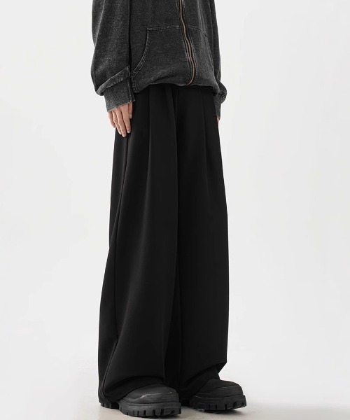 SHEPP(シープ)の「タックストレートワイドスラックス(スラックス・メンズ・ブラック/グレー・XL/L)」の5枚目の写真