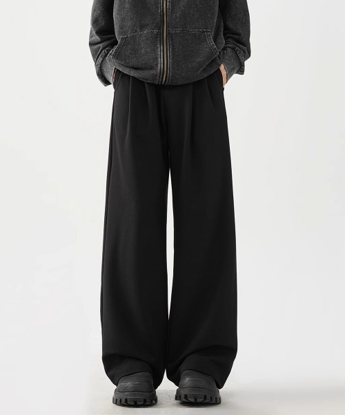 SHEPP(シープ)の「タックストレートワイドスラックス(スラックス・メンズ・ブラック/グレー・XL/L)」の4枚目の写真
