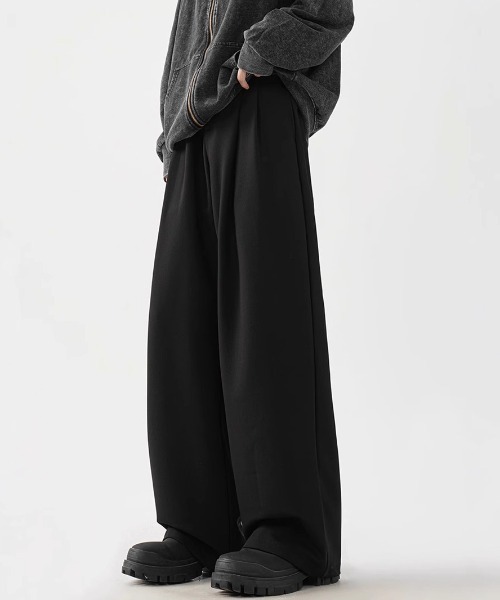 SHEPP(シープ)の「タックストレートワイドスラックス(スラックス・メンズ・ブラック/グレー・XL/L)」の6枚目の写真