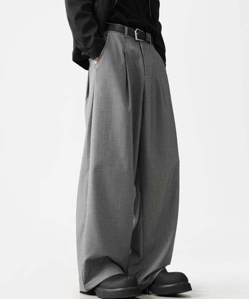 SHEPP(シープ)の「タックストレートワイドスラックス(スラックス・メンズ・ブラック/グレー・XL/L)」の11枚目の写真