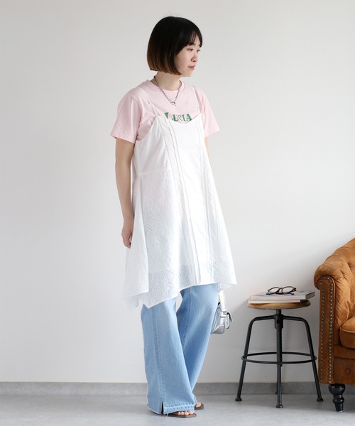 cepo(セポ)の「スカラップ刺繍キャミワンピース(ワンピース・レディース・オフホワイト/ブラック・M)」の1枚目の写真