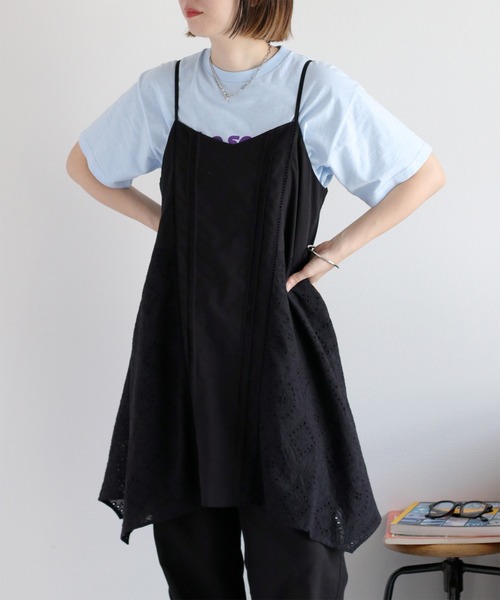 cepo(セポ)の「スカラップ刺繍キャミワンピース(ワンピース・レディース・オフホワイト/ブラック・M)」の9枚目の写真