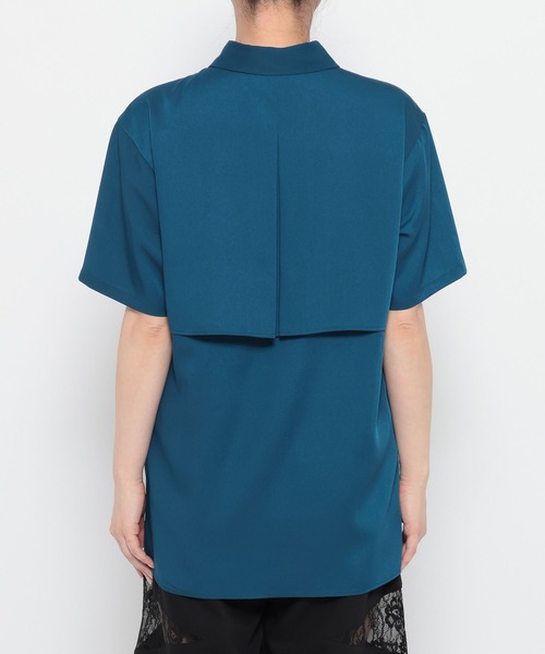 HARE ハレ ジャガード アシメプリーツシャツ ブルー セール】ジャガードアシメプリーツシャツ(HARE)（シャツ