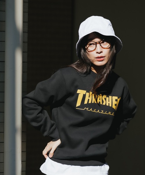 THRASHER(スラッシャー)の「THRASHER/スラッシャー MAG LOGO CREW SWEAT ビッグロゴ スウェット トレーナー(スウェット・メンズ・サンドベージュ/ホワイト×グリーン/ブラック系その他・M/L/S/XL)」の2枚目の写真