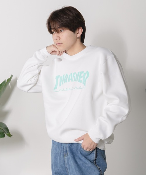 THRASHER(スラッシャー)の「THRASHER/スラッシャー MAG LOGO CREW SWEAT ビッグロゴ スウェット トレーナー(スウェット・メンズ・サンドベージュ/ホワイト×グリーン/ブラック系その他・M/L/S/XL)」の6枚目の写真