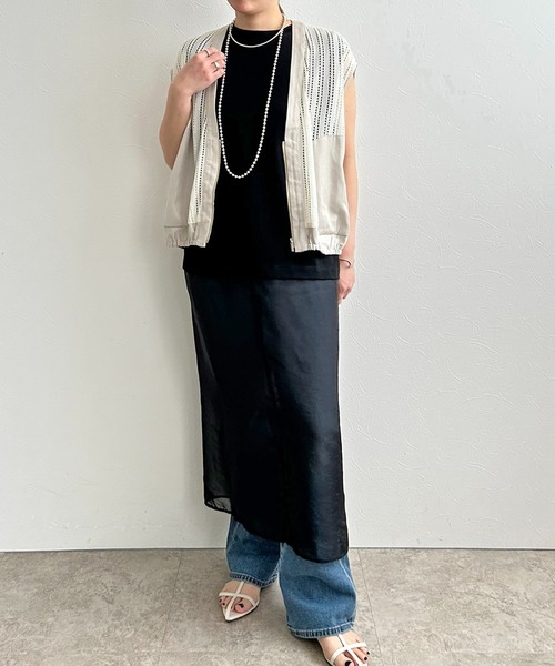 LHELBIE(レルビエ)の「ストライプメッシュジレ(ベスト・レディース・アイボリー/ブラック/ホワイト・M)」の20枚目の写真
