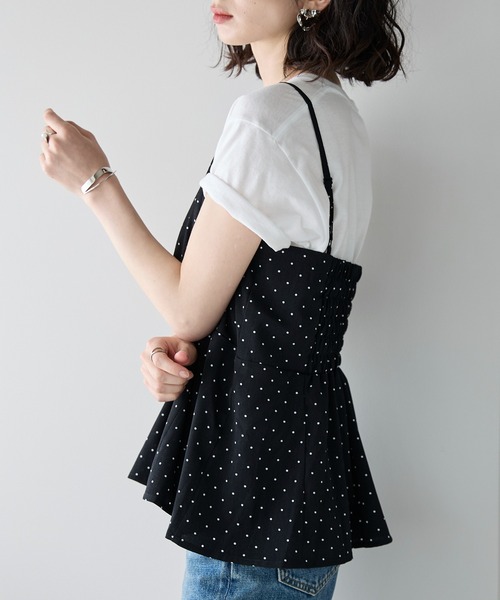 each(イーチ)の「【セットアップ対応】ドット柄ペプラムキャミビスチェ(キャミソール・レディース・ブラック/ベージュ・FREE)」の5枚目の写真