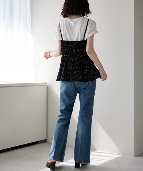 each(イーチ)の「【セットアップ対応】ドット柄ペプラムキャミビスチェ(キャミソール・レディース・ブラック/ベージュ・FREE)」の10枚目の写真