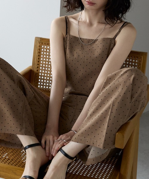 each(イーチ)の「【セットアップ対応】ドット柄ペプラムキャミビスチェ(キャミソール・レディース・ブラック/ベージュ・FREE)」の11枚目の写真