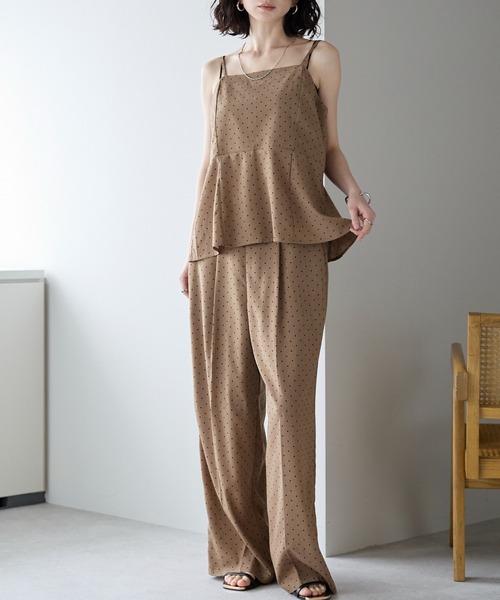 each(イーチ)の「【セットアップ対応】ドット柄ペプラムキャミビスチェ(キャミソール・レディース・ブラック/ベージュ・FREE)」の16枚目の写真