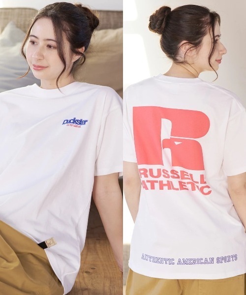 Russell Athletic(ラッセルアスレティック)の「Duckster/ダックスター RIUSSEL ATHLETIC 別注TEE(Rロゴ)(Tシャツ/カットソー・メンズ・ブラック/ライトグレー/ホワイト・LARGE/MEDIUM/X-LARGE)」の1枚目の写真