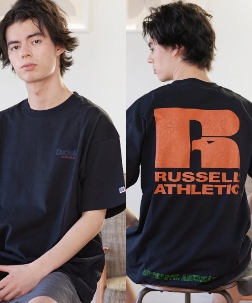 Russell Athletic(ラッセルアスレティック)の「Duckster/ダックスター RIUSSEL ATHLETIC 別注TEE(Rロゴ)(Tシャツ/カットソー・メンズ・ブラック/ライトグレー/ホワイト・LARGE/MEDIUM/X-LARGE)」の2枚目の写真