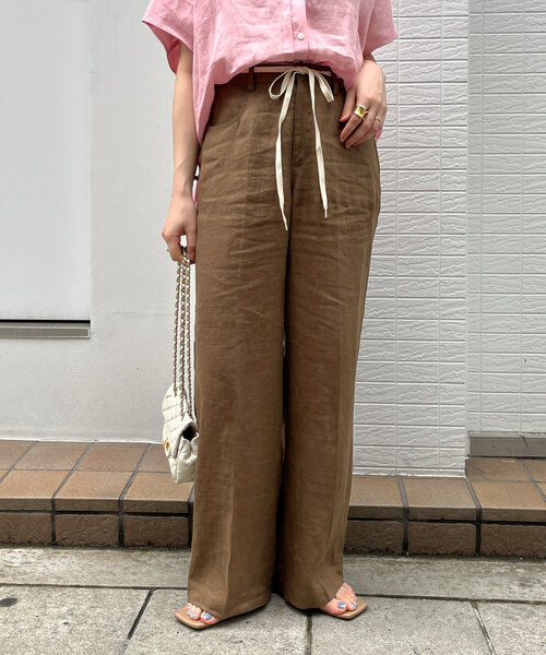 DouDou（ドゥドゥ）の「リネン紐ドロストパンツ（その他パンツ・レディース・ブラウン/ブルー/ベージュ・36/38）」の10枚目の写真