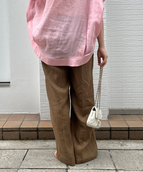 DouDou（ドゥドゥ）の「リネン紐ドロストパンツ（その他パンツ・レディース・ブラウン/ブルー/ベージュ・36/38）」の12枚目の写真