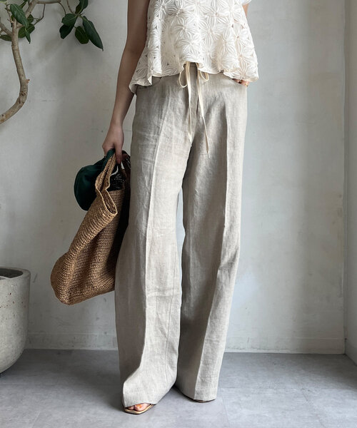 DouDou（ドゥドゥ）の「リネン紐ドロストパンツ（その他パンツ・レディース・ブラウン/ブルー/ベージュ・36/38）」の18枚目の写真