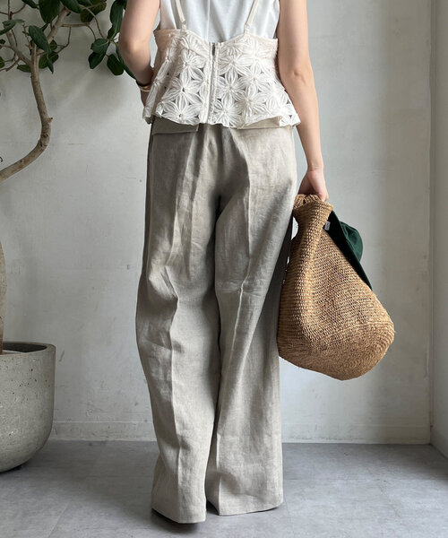 DouDou（ドゥドゥ）の「リネン紐ドロストパンツ（その他パンツ・レディース・ブラウン/ブルー/ベージュ・36/38）」の21枚目の写真